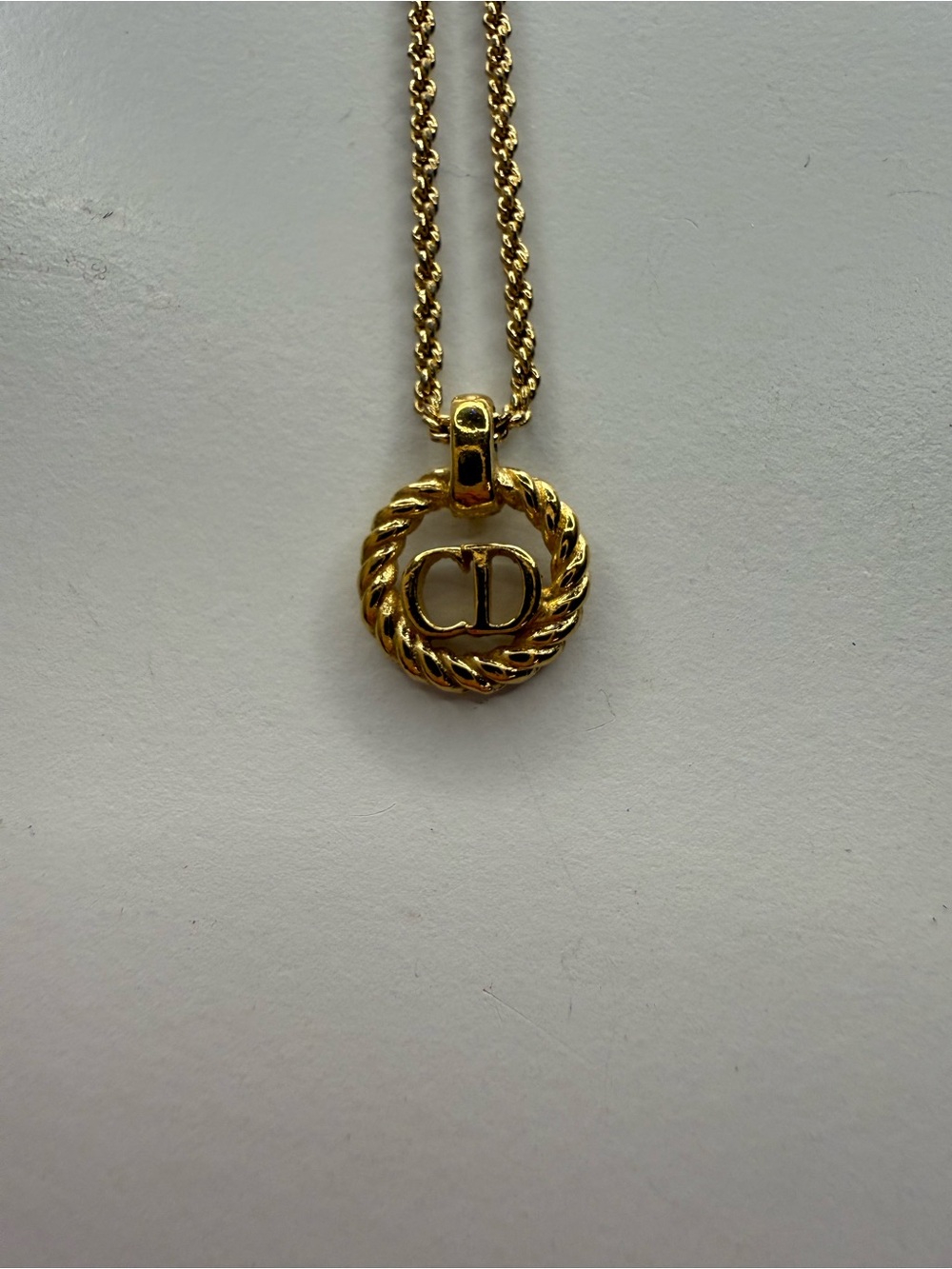 Christian Dior CD Halo Pendant & Rope Necklace